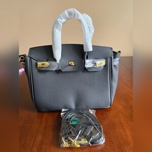 NWT Black Structured Satchel with Gold Hardware